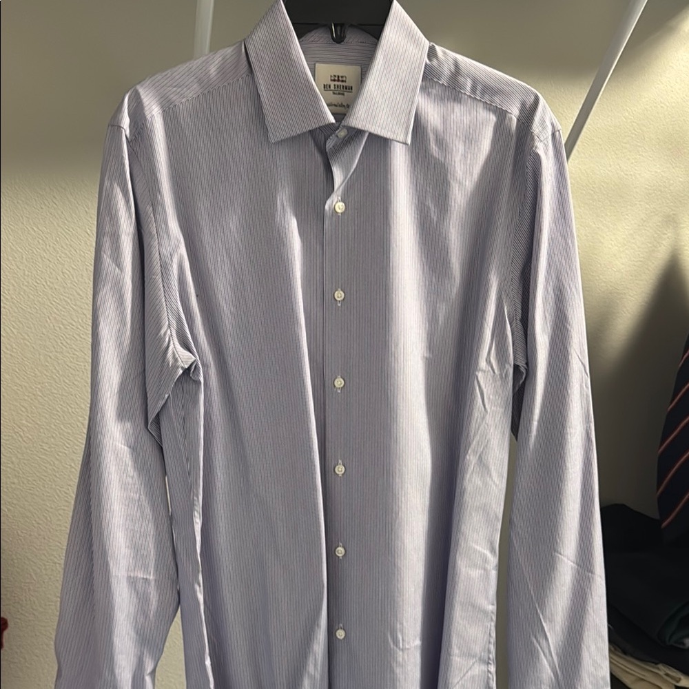 Ben Sherman Men's Blue Striped Dress Shirt